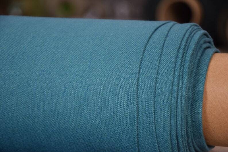 Linen Fabric Hand Spun Hand Woven | Pure 100% linen Fabric Gloria Blue Lagoon
