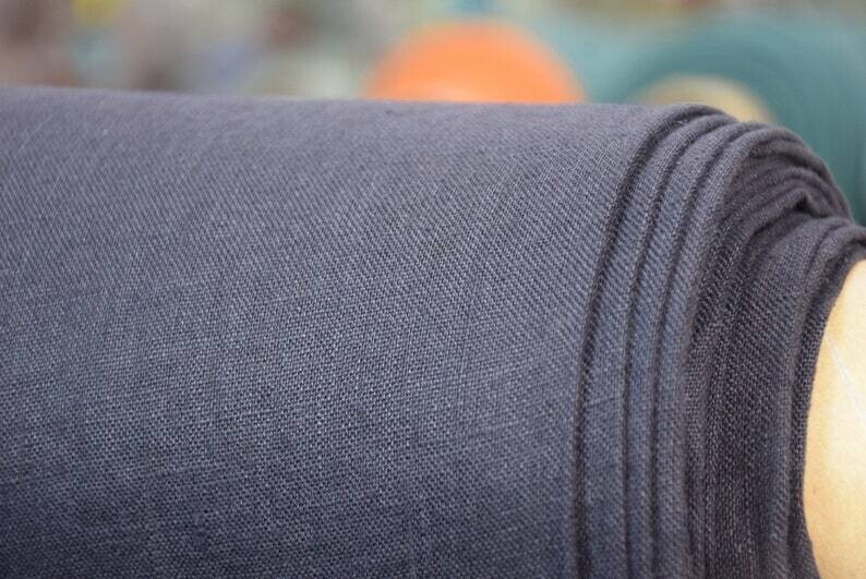 Linen Fabric Hand Spun Hand Woven | Pure 100% linen Fabric Blackened very dark purple.