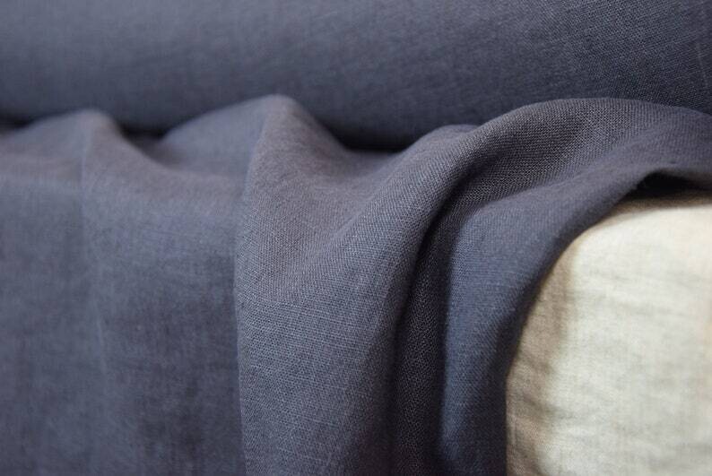 Linen Fabric Hand Spun Hand Woven | Pure 100% linen Fabric Blackened very dark purple.