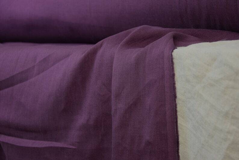 Linen Fabric Hand Spun Hand Woven | Pure 100% linen Fabric Saturated and Quite Dark Shade of Purple