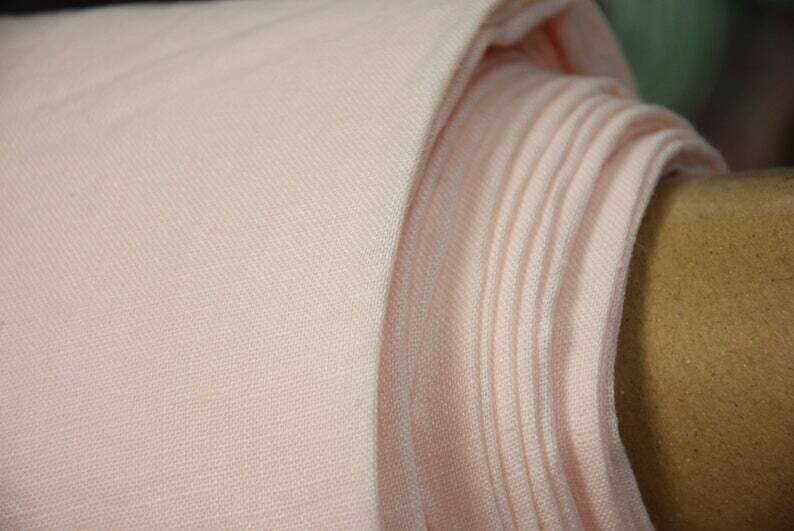 Linen Fabric Hand Spun Hand Woven | Pure 100% linen Fabric Pale Pink Like An Apple Tree Blossom