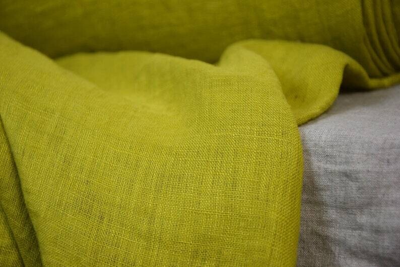 Linen Fabric Hand Spun Hand Woven | Pure 100% linen Fabric Serena Green Sulphur