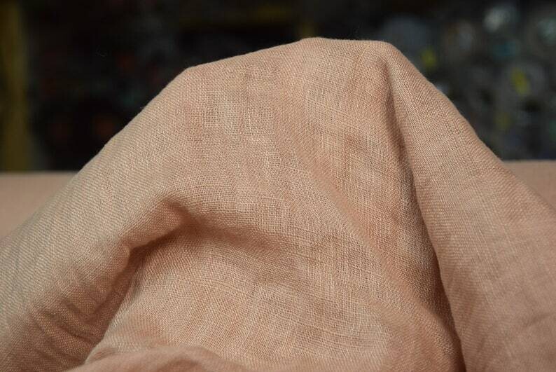 Linen Fabric Hand Spun Hand Woven | Pure 100% linen Fabric Brownish Color With a Soft RosyHint