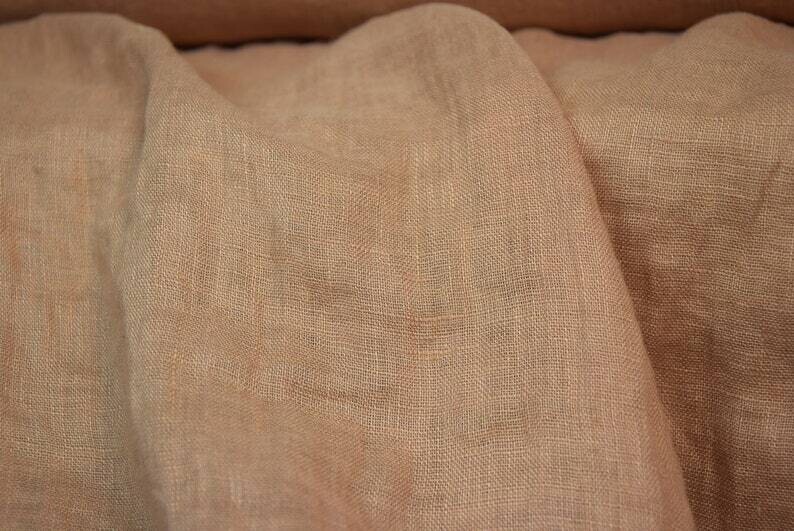 Linen Fabric Hand Spun Hand Woven | Pure 100% linen Fabric Brownish Color With a Soft RosyHint
