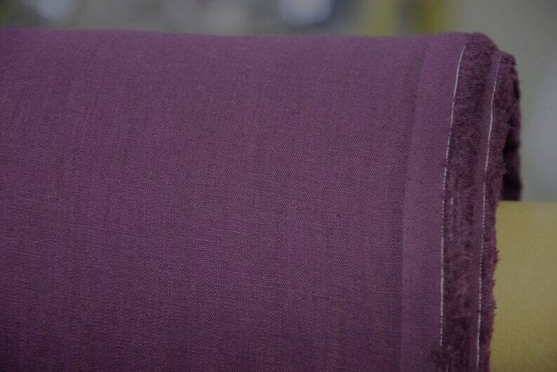 Linen Fabric Hand Spun Hand Woven | Pure 100% linen Fabric Saturated and Quite Dark Shade of Purple
