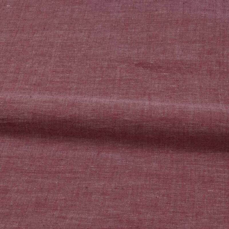 CHAMBRAY RED COTTON FABRIC - HAND SPUN HAND WOVEN FABRIC | ORGANIC FABRIC