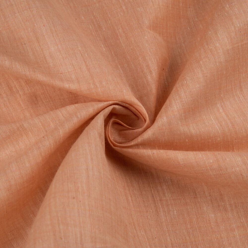 CHAMBRAY ORANGE  COTTON FABRIC - HAND SPUN HAND WOVEN FABRIC | ORGANIC FABRIC