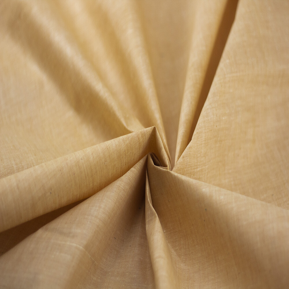 CHAMBRAY MUSTARD  COTTON FABRIC - HAND SPUN HAND WOVEN FABRIC | ORGANIC FABRIC 