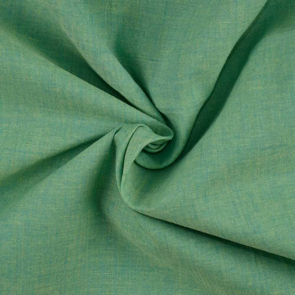 CHAMBRAY GREEN   COTTON FABRIC - HAND SPUN HAND WOVEN FABRIC 