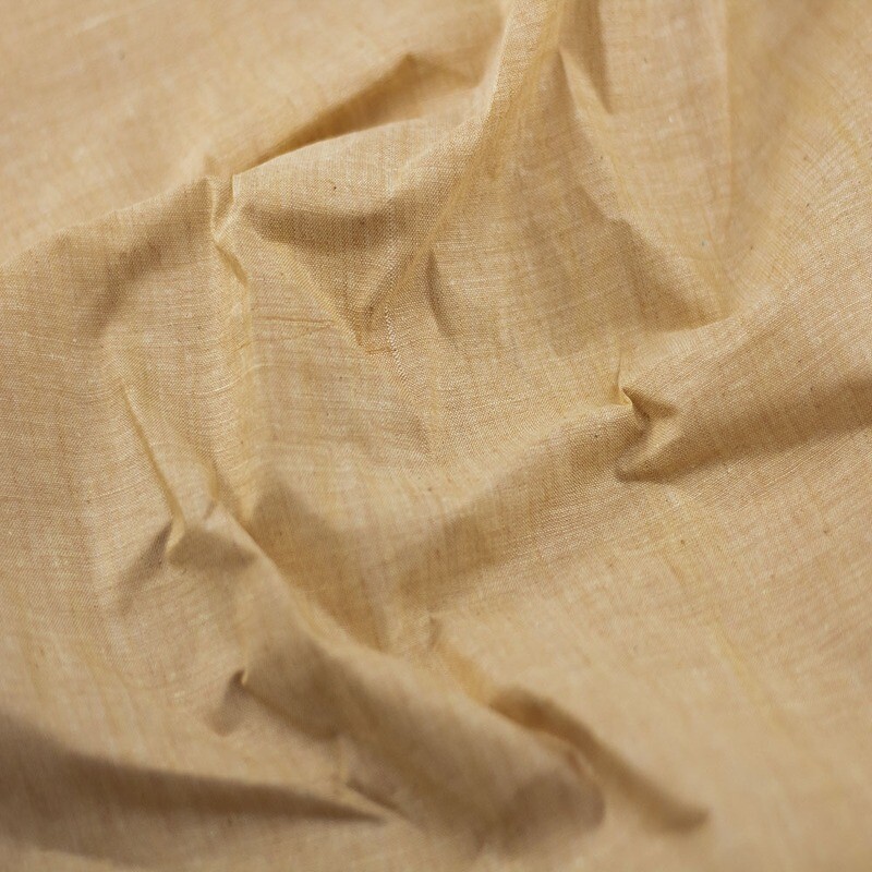 CHAMBRAY MUSTARD COTTON FABRIC - HAND SPUN HAND WOVEN FABRIC | ORGANIC FABRIC