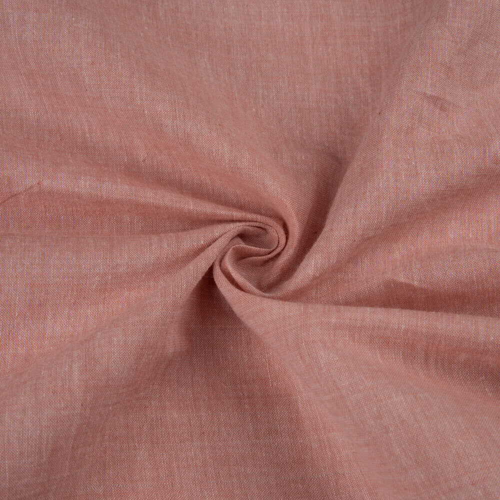 CHAMBRAY RED COTTON FABRIC - HAND SPUN HAND WOVEN FABRIC | ORGANIC FABRIC
