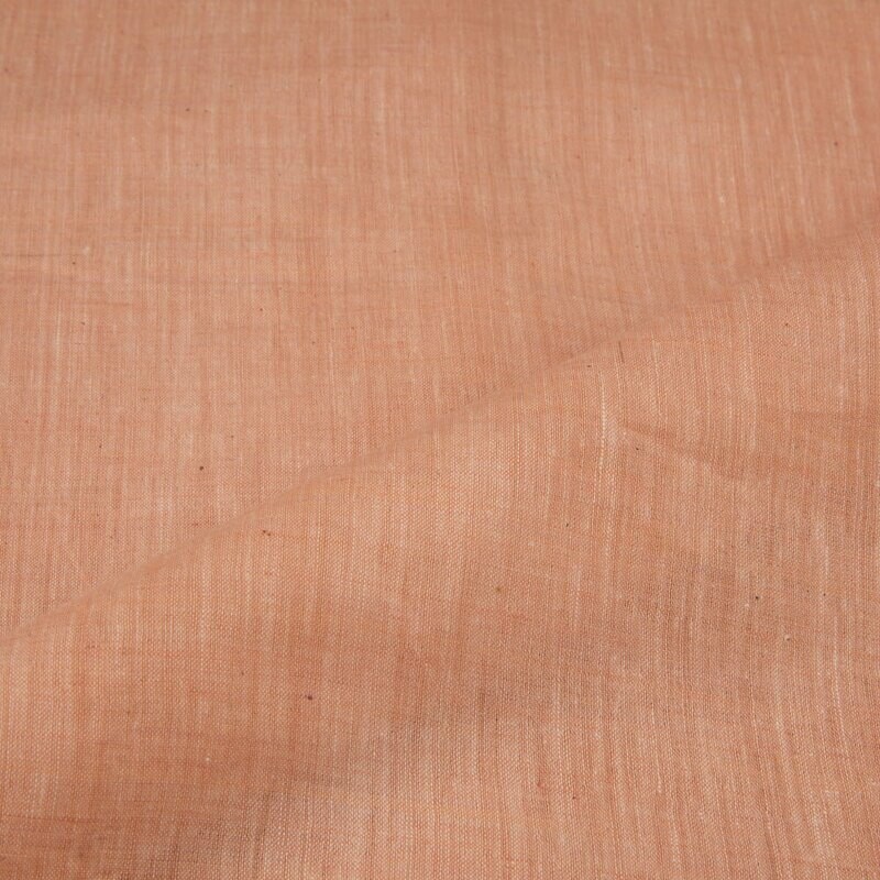 CHAMBRAY ORANGE COTTON FABRIC - HAND SPUN HAND WOVEN FABRIC | ORGANIC FABRIC