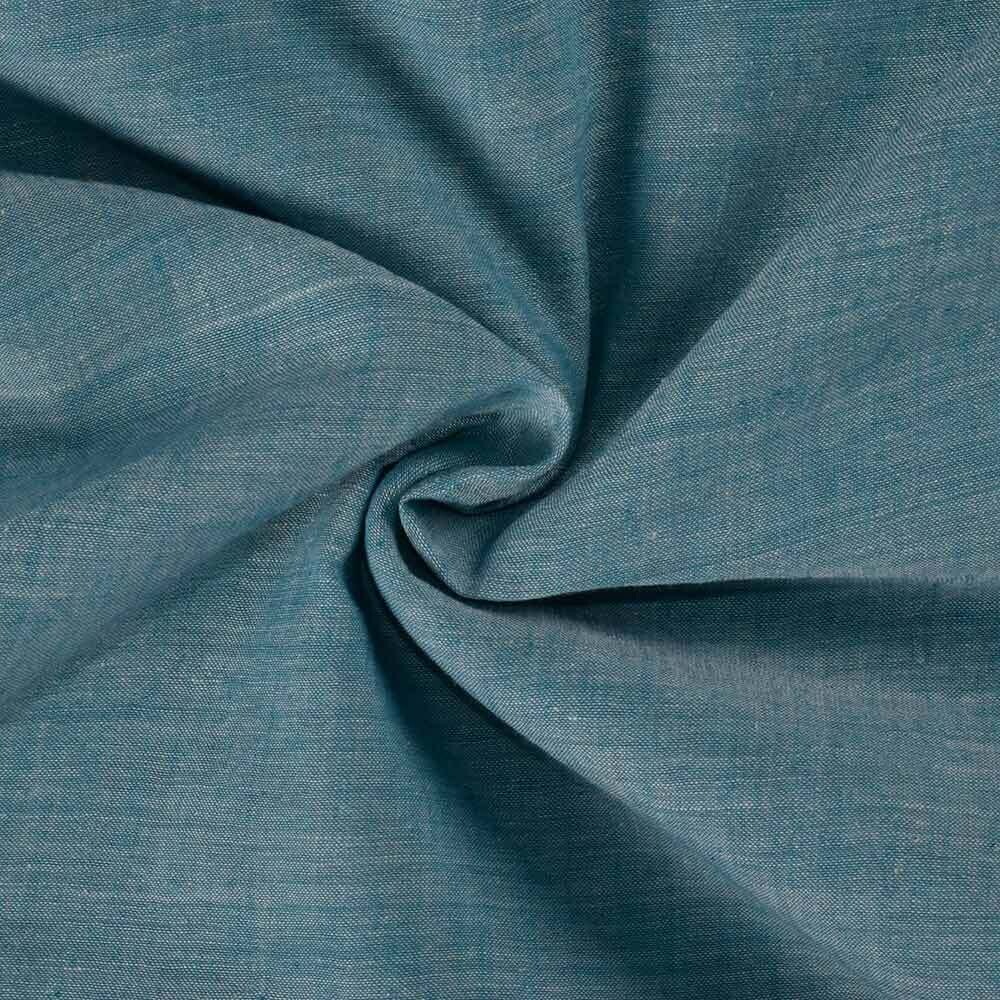 CHAMBRAY BLUE  COTTON FABRIC - HAND SPUN HAND WOVEN FABRIc   |Organi Fabric