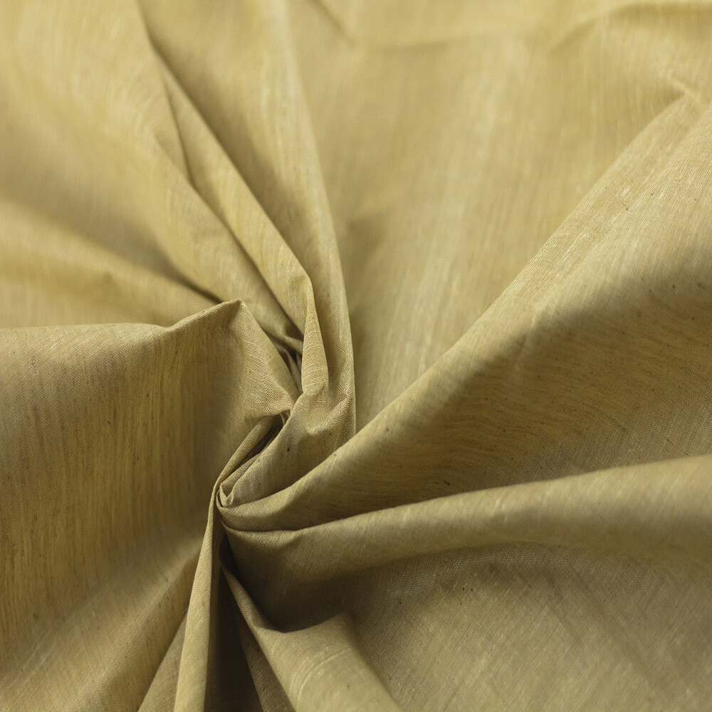 CHAMBRAY MUSTARD COTTON FABRIC - HAND SPUN HAND WOVEN FABRIC | ORGANIC FABRIC 