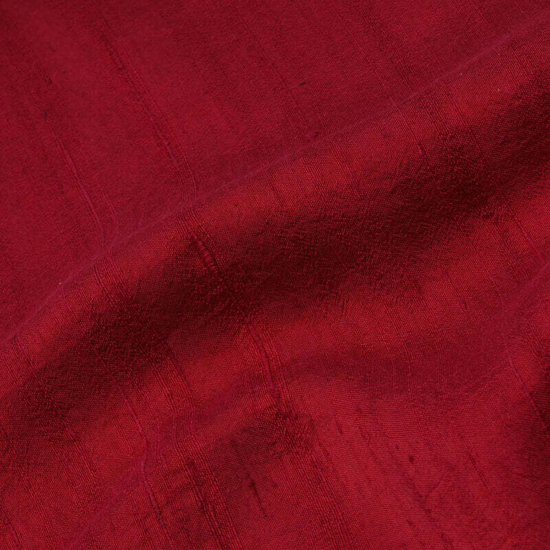 Cherry Red Color Plain | Silk Dupioni Fabric | Raw Silk | ORGANIC FABRIC