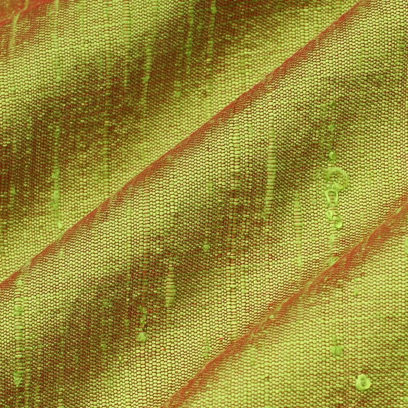 Venom Green Color Plain  | Silk Dupioni Fabric | Raw Silk | ORGANIC FABRIC