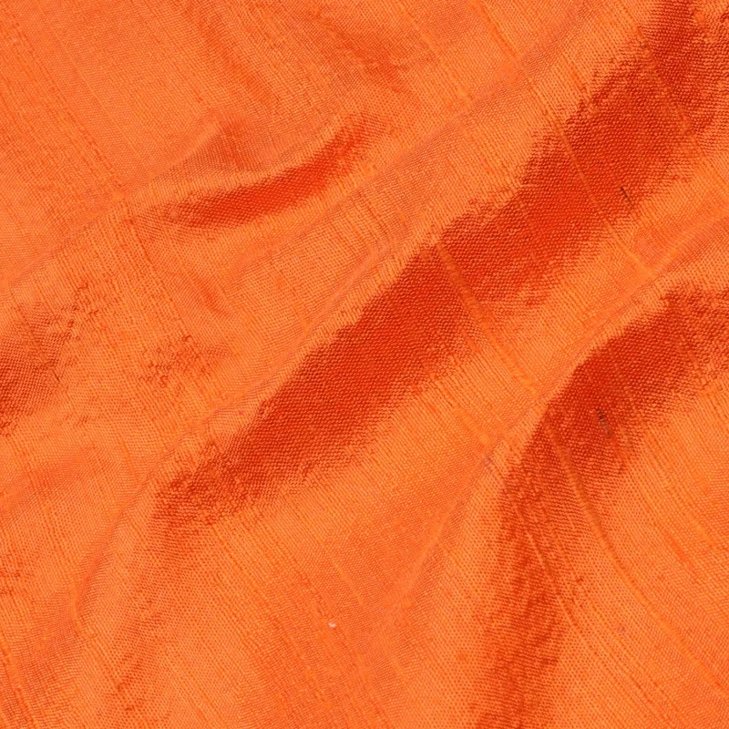 International Orange Color Plain   | Silk Dupioni Fabric | Raw Silk | ORGANIC FABRIC