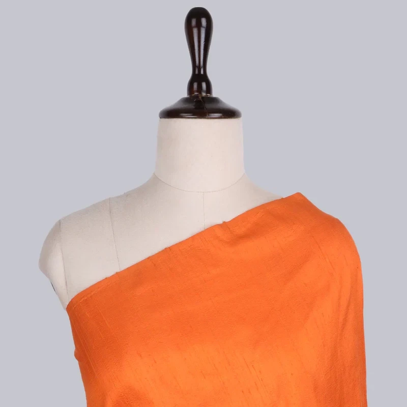 International Orange Color Plain | Silk Dupioni Fabric | Raw Silk | ORGANIC FABRIC
