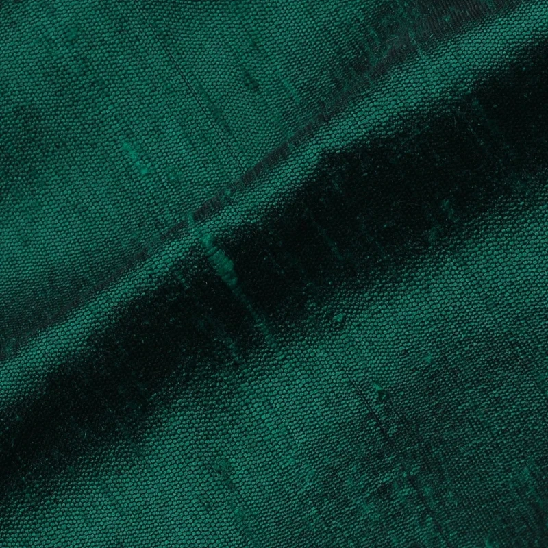Medium Jungle Green Color | Silk Dupioni Fabric | Raw Silk | ORGANIC FABRIC