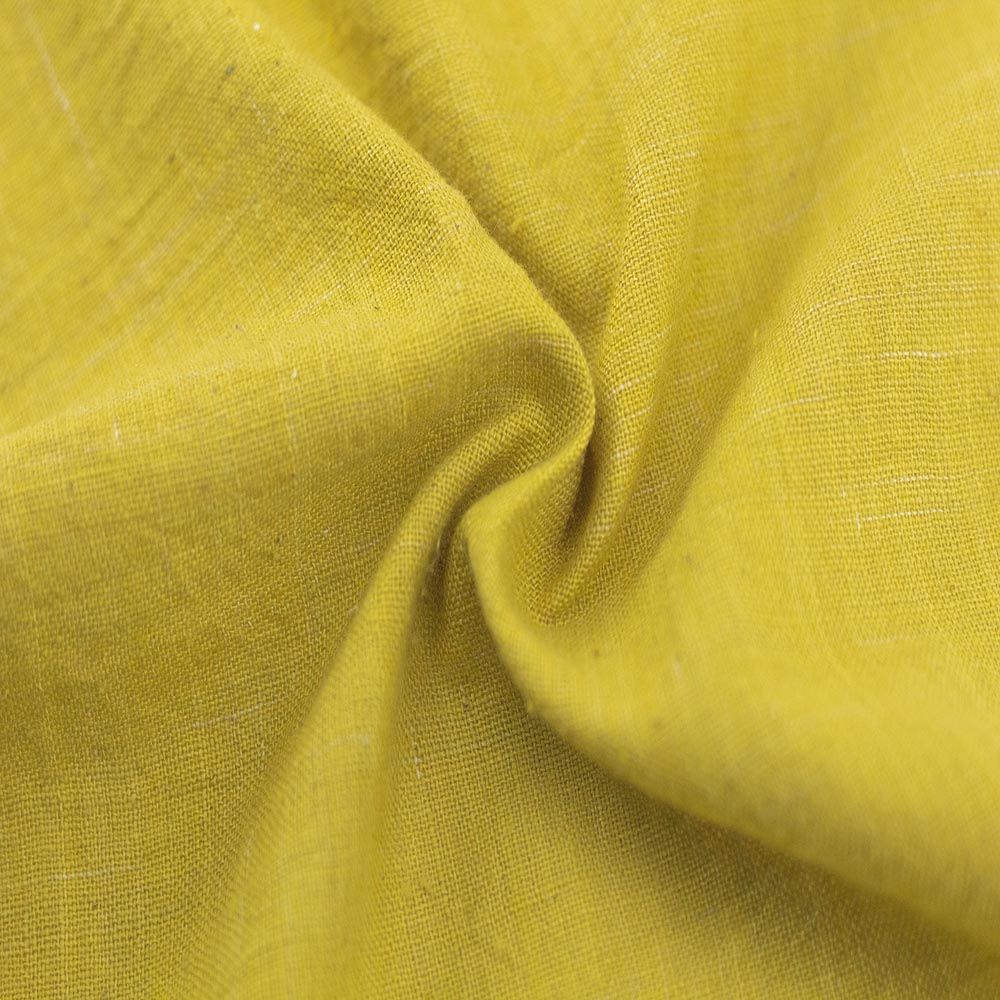 PLAIN YELLOW 122 GSM FABRIC - HANDSPUN &amp; HANDWOVEN