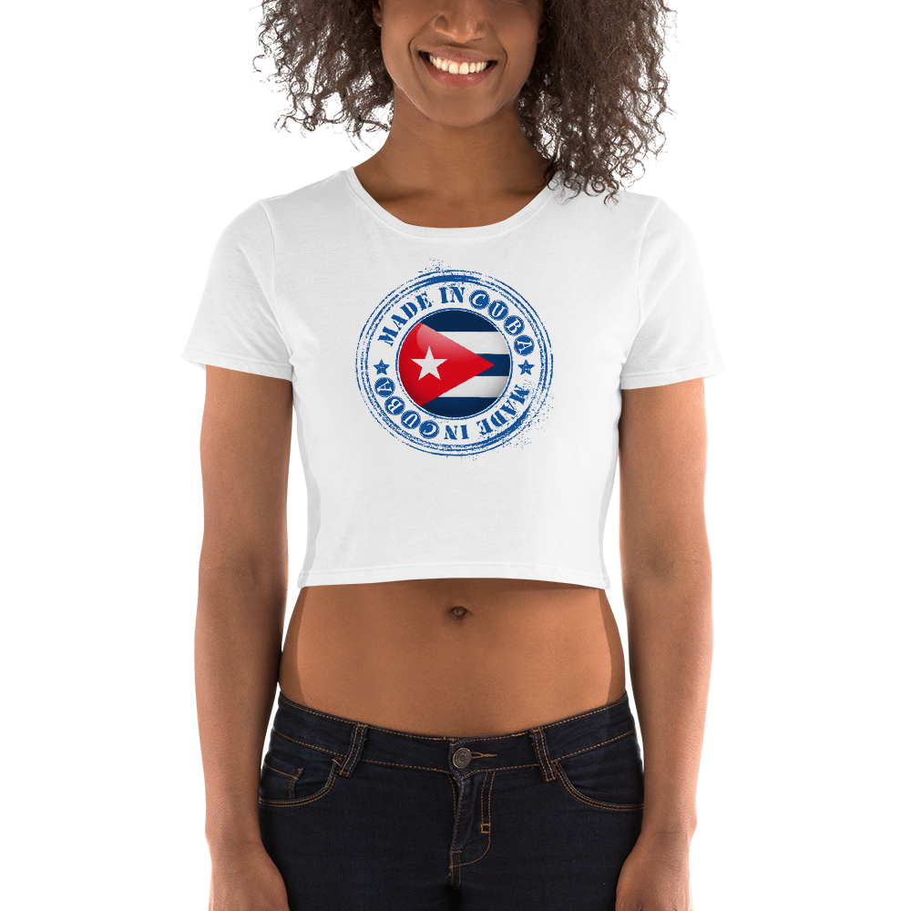 Camiseta corta para mujer Estampa de la bandera cubana