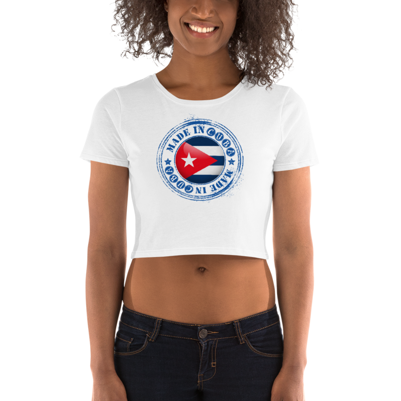 Camiseta corta para mujer Estampa de la bandera cubana