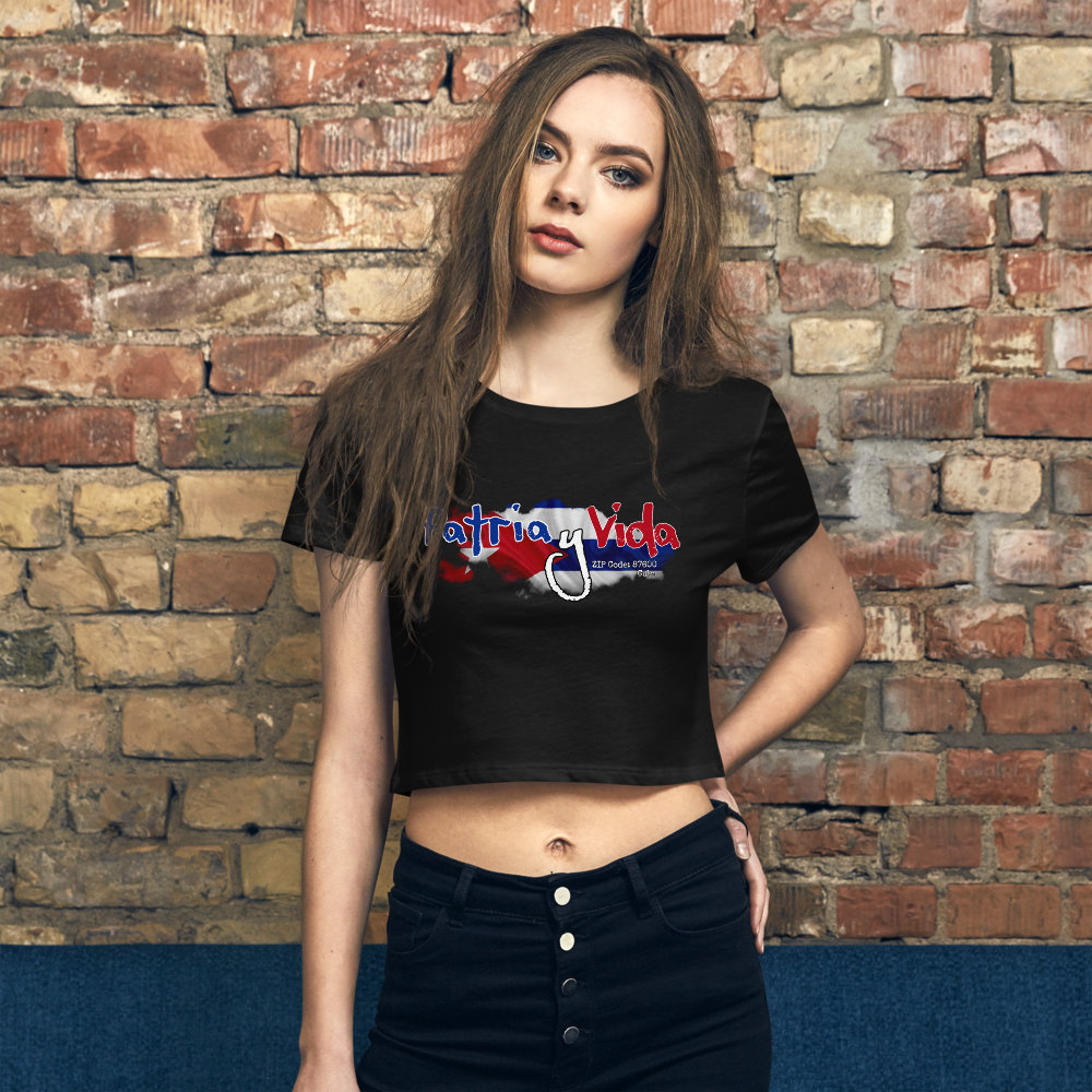 Women’s Crop Tee Patria y Vida &quot;Zip code: 87600 Cuba