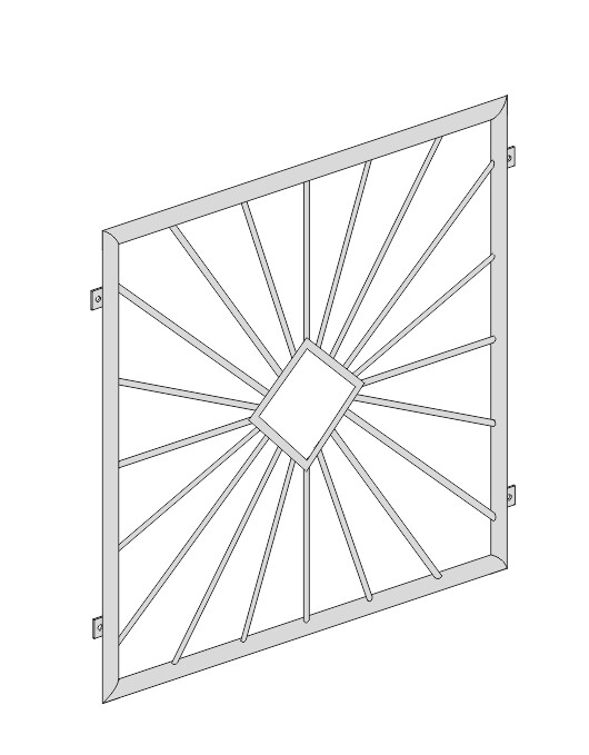 Fenstergitter  "Sonne Karo" V2A Edelstahl