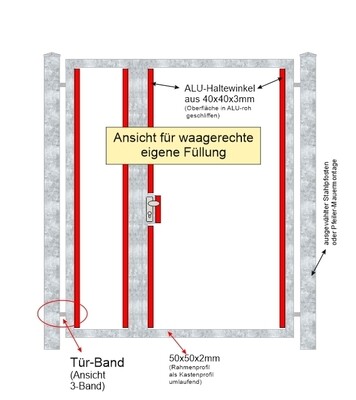 Gartentür "Eigene Füllung waagerecht" 2-flüglig Stahl verzinkt