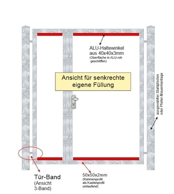 Gartentür "Eigene Füllung senkrecht" 2-flüglig Stahl verzinkt