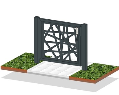 Gartentür 1-flüglig  "Laser Stripe" ALU  beschichtet mit Rahmen Stahl verzinkt