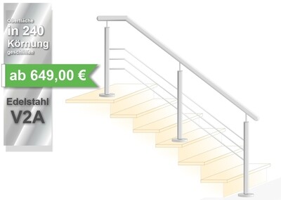 Treppengeländer "Querstab Stift-2 Lang" V2A Edelstahl