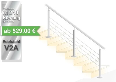Treppengeländer "Querstab Stift-1 Lang" V2A Edelstahl