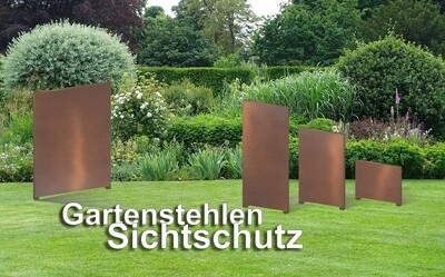 Gartenstehle Design Cortenstahl-Optik Blickdicht ALU und Edelstahl