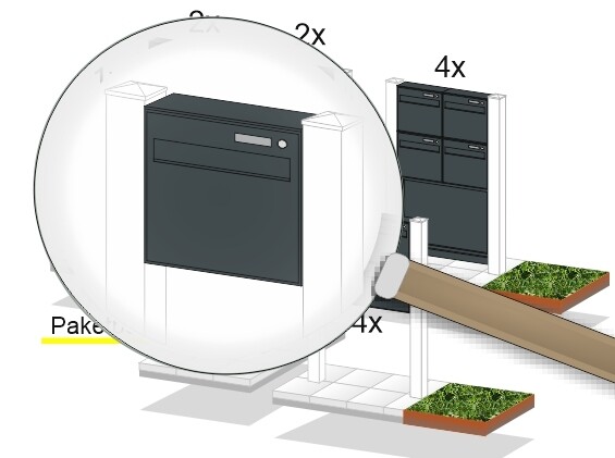 Briefkasten Element + Paketbox freie Auswahl