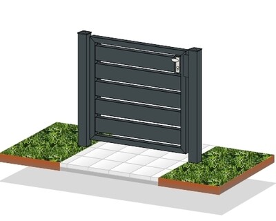Gartentür 1-flüglig ALU "Sichtschutz" farbbeschichtet mit Rahmen Stahl verzinkt