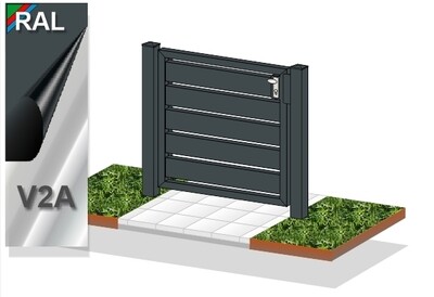 Gartentür "Sichtschutz" 1-flüglig ALU + Edelstahl farbbeschichtet