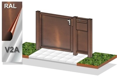 Gartentür mit Briefkasten "Blickdicht Corten" farbbeschichtet