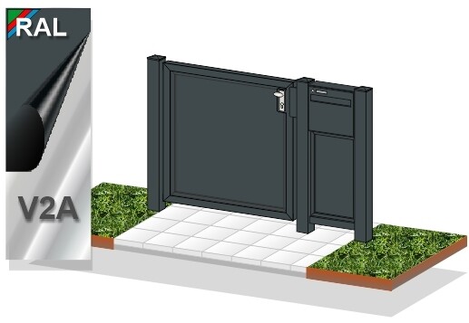 Gartentür mit Briefkasten "Blickdicht" ALU farbbeschichtet