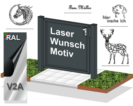 Gartentür "Laser Wunsch Motiv" ALU  farbbeschichtet