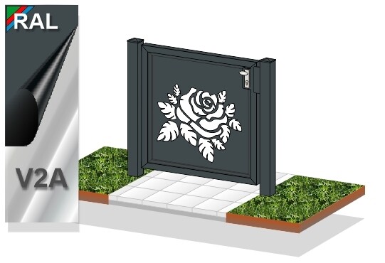 Gartentür 1-flüglig "Laser Rose-1" ALU farbbeschichtet