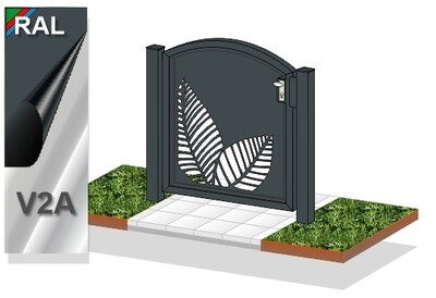 Gartentür "Laser Blätter-1 OB" ALU farbbeschichtet Gartentür "Laser Blätter-1 OB" ALU farbbeschichtet