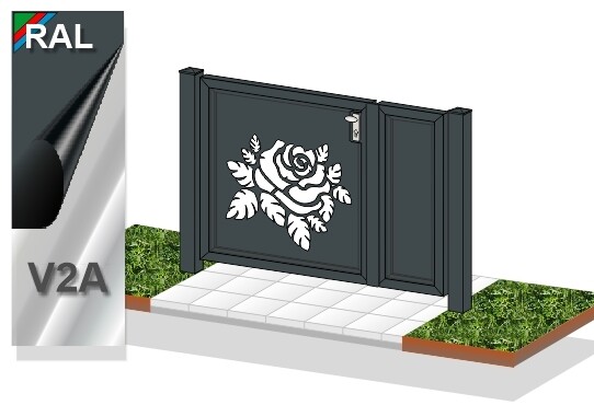 Gartentür 2-flüglig "Laser Rose-1" ALU farbbeschichtet