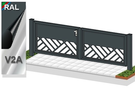 Gartentor 2-flüglig  "Laser Kachel" ALU  farbbeschichtet