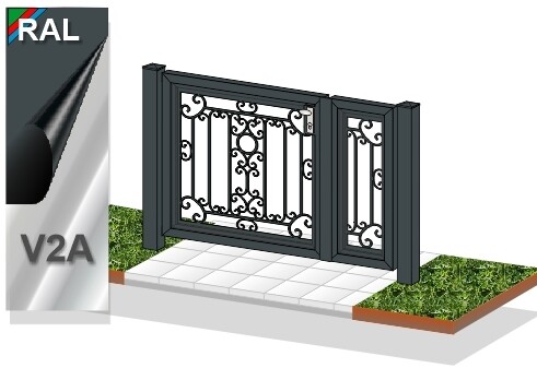 Gartentür 2-flüglig "Laser Barock-1" ALU farbbeschichtet