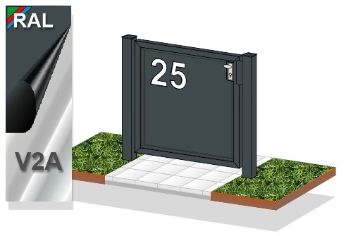 Gartentür "Hausnummer" ALU 1-flüglig  farbbeschichtet