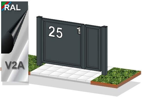 Gartentür "Hausnummer" ALU 2-flüglig farbbeschichtet