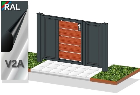 Gartentür "Sichtschutz" 2-flüglig MIX Holz farbbeschichtet