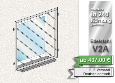 Fenstergitter  "Diagonalstab 2" V2A Edelstahl