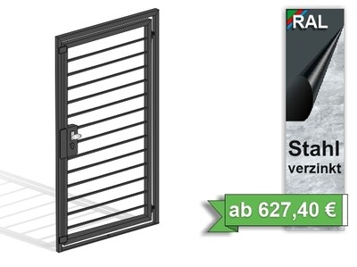 Gittertür ""Querstab" Stahl verzinkt wahlweise beschichtet Gittertür ""Querstab" Stahl verzinkt wahlweise beschichtet